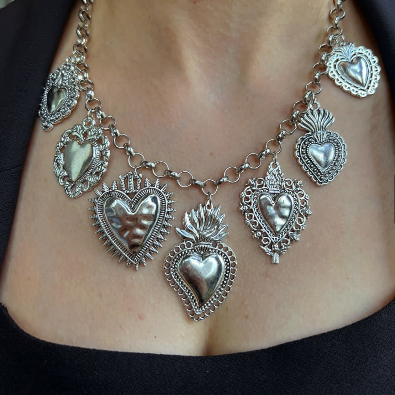 Vintage style Sacred Heart Necklace