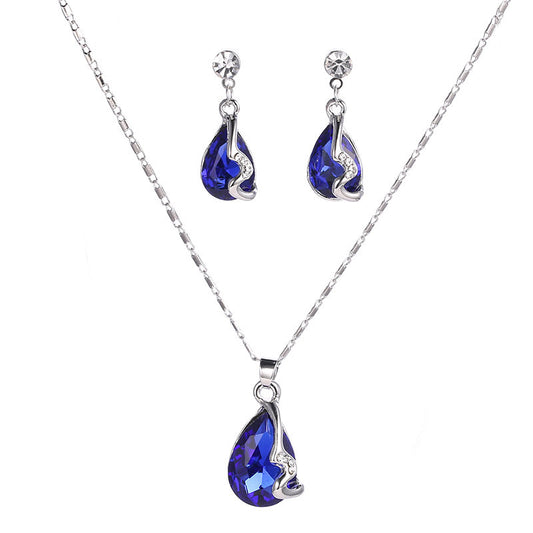 Water drop necklace with earrings