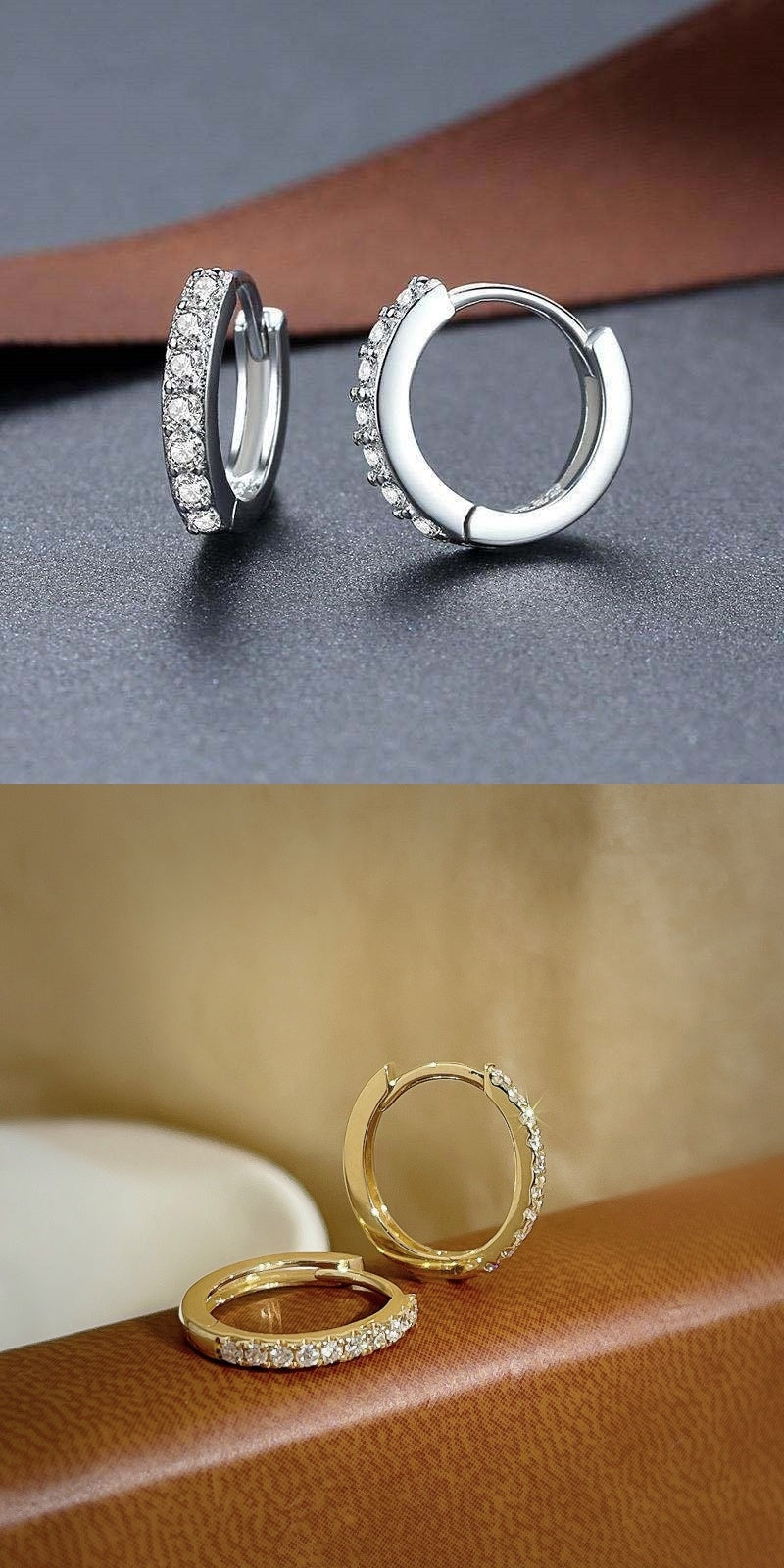 Diamond studded 14k gold hoop earrings for women