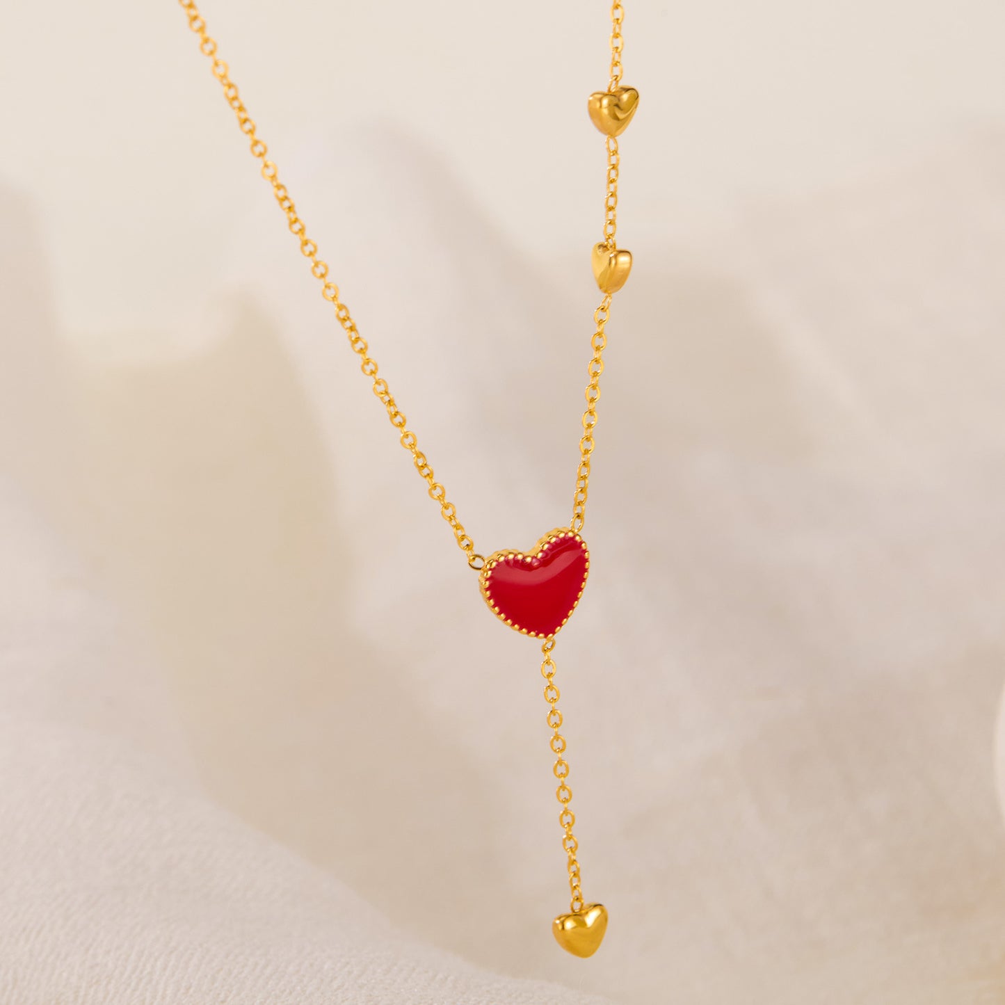 Red Dripping Heart Necklace