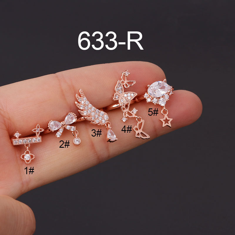 Bow Feather Fashion Zircon Ear Cuff