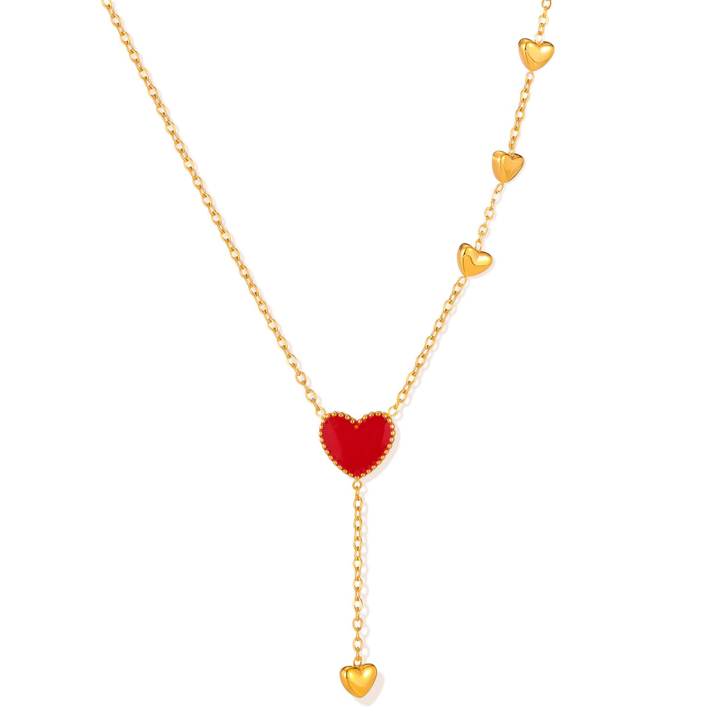 Red Dripping Heart Necklace