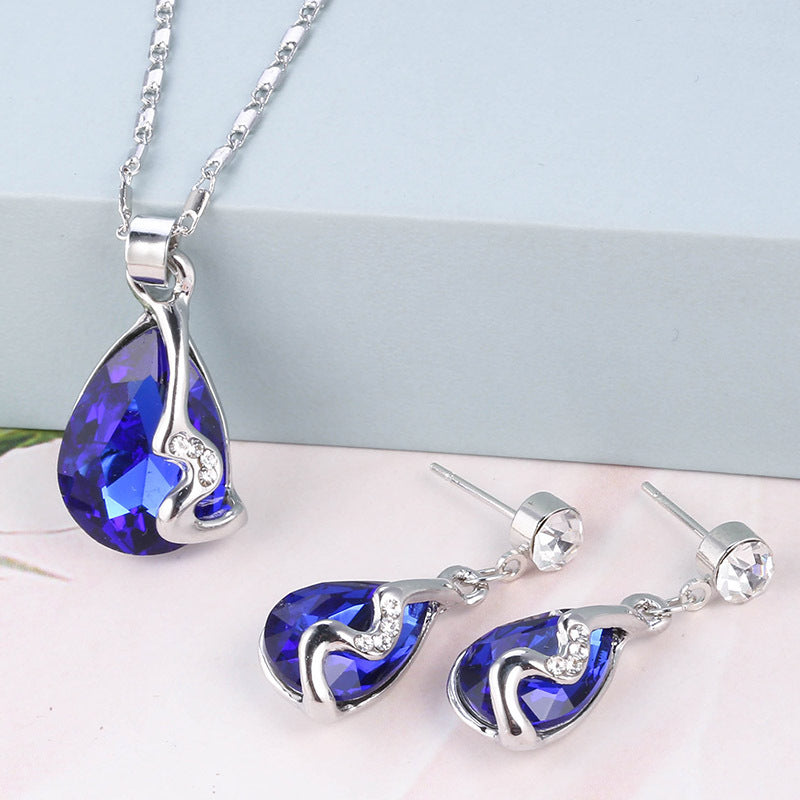 Water drop necklace with earrings