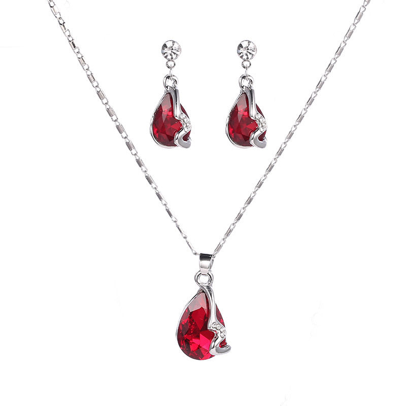 Water drop necklace with earrings