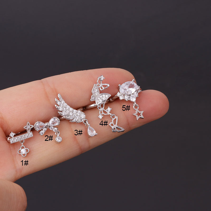 Bow Feather Fashion Zircon Ear Cuff