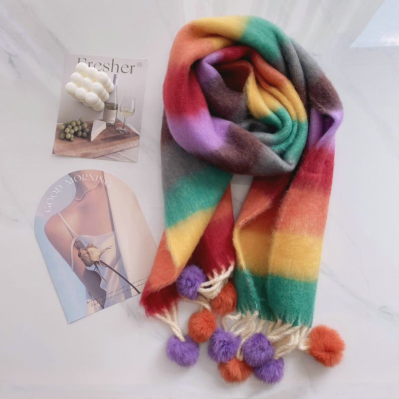 Rainbow Mohair Scarf